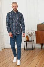 Blue floral shirt for men - Image n°2