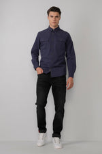 Men's denim blue shirt - Image n°2
