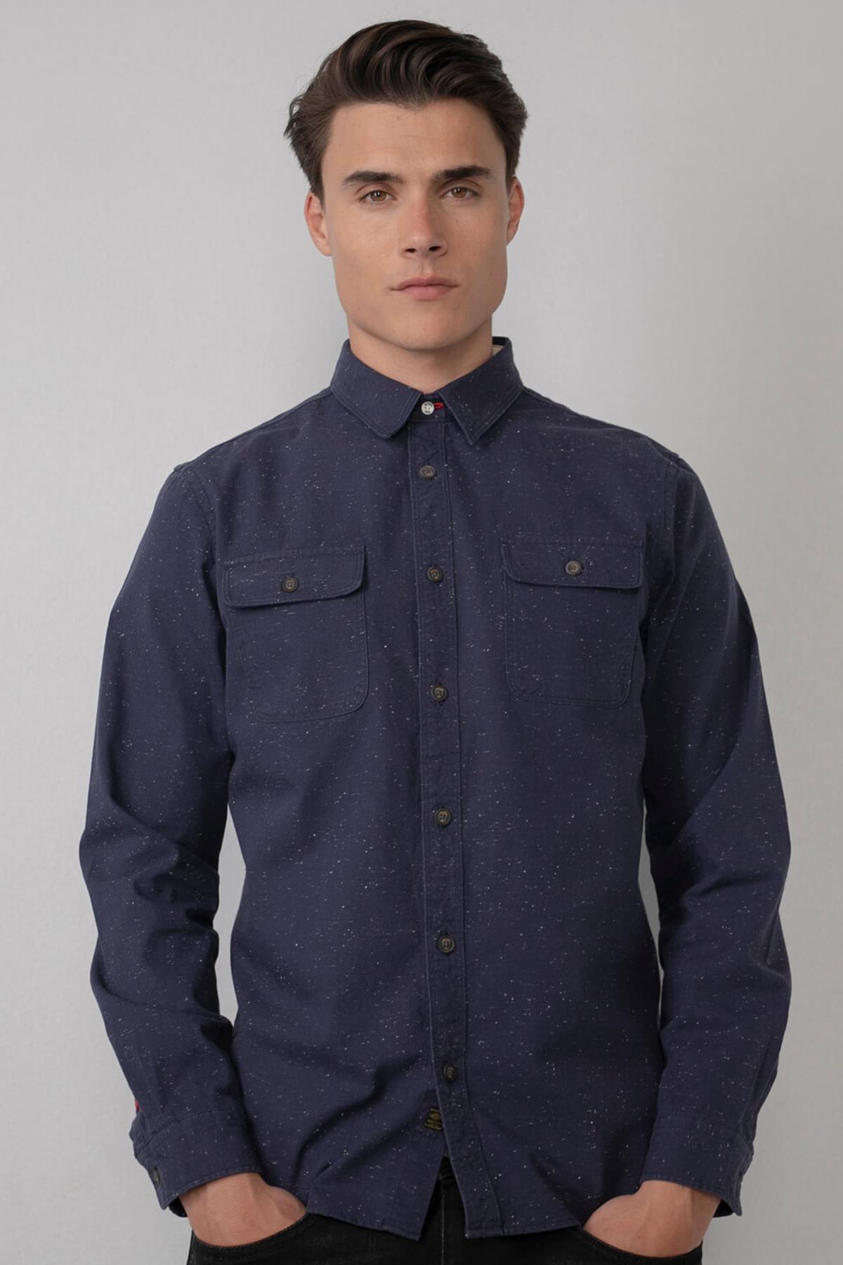 Men's denim blue shirt - Image n°3