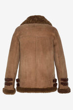 Mid-length suede effect bomber coat - Image n°7