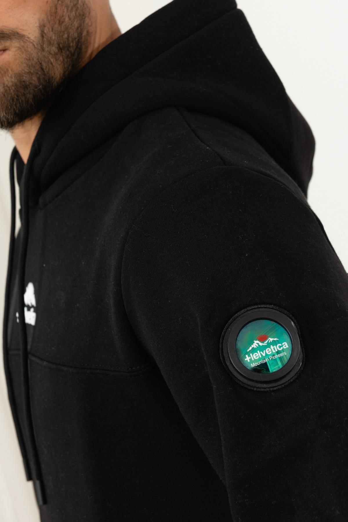 Black hooded sweater with belly pocket - Image n°6