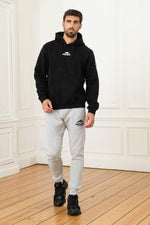 Black hooded sweater with belly pocket - Image n°2
