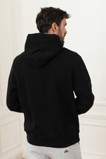 Black hooded sweater with belly pocket - Image n°4