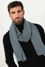 Long gray green men's scarf - Image n°2