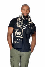 Black biker pattern scarf - Image n°1