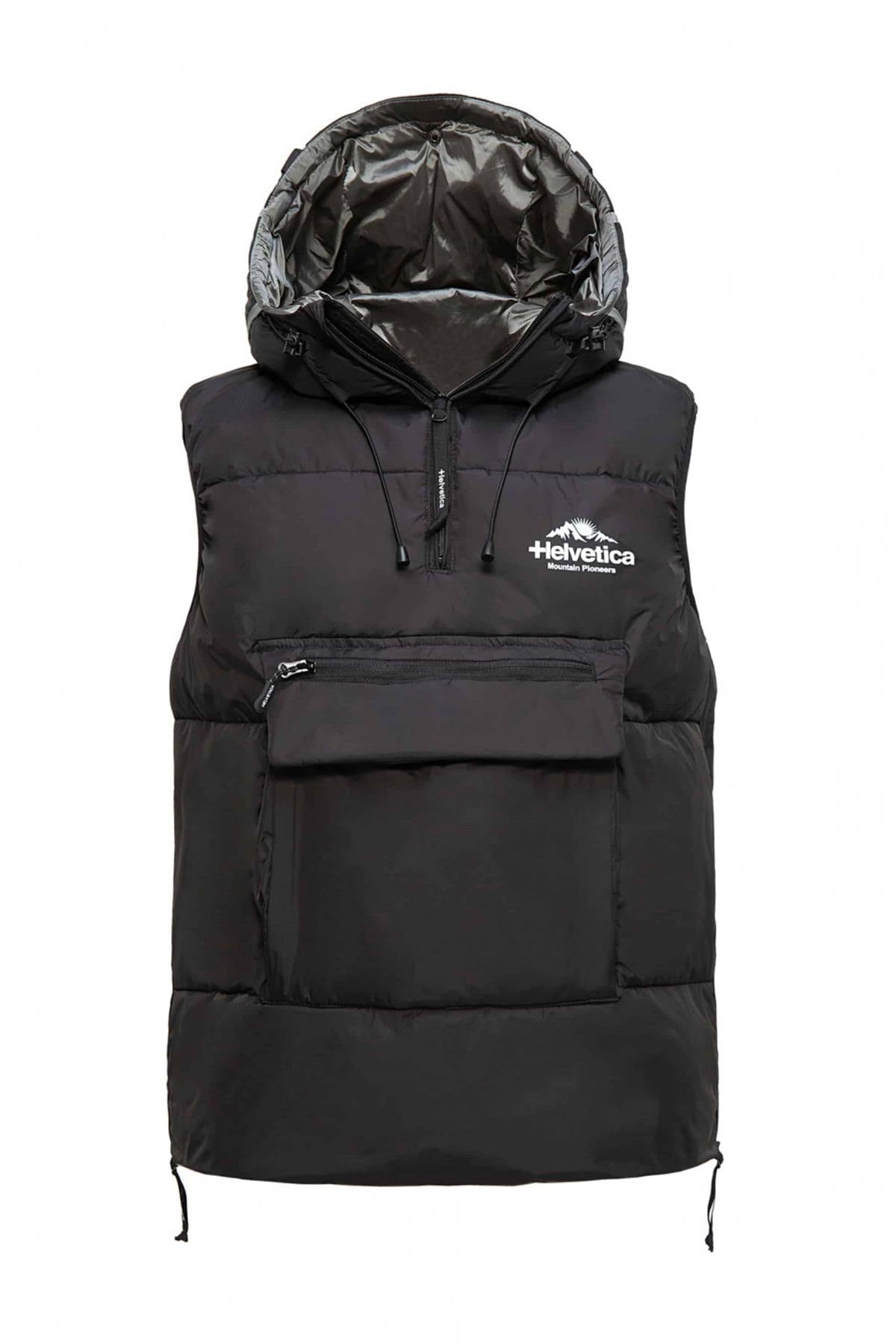 Pull-on sleeveless down jacket with peaked hood - Image n°1
