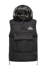 Pull-on sleeveless down jacket with peaked hood - Image n°1