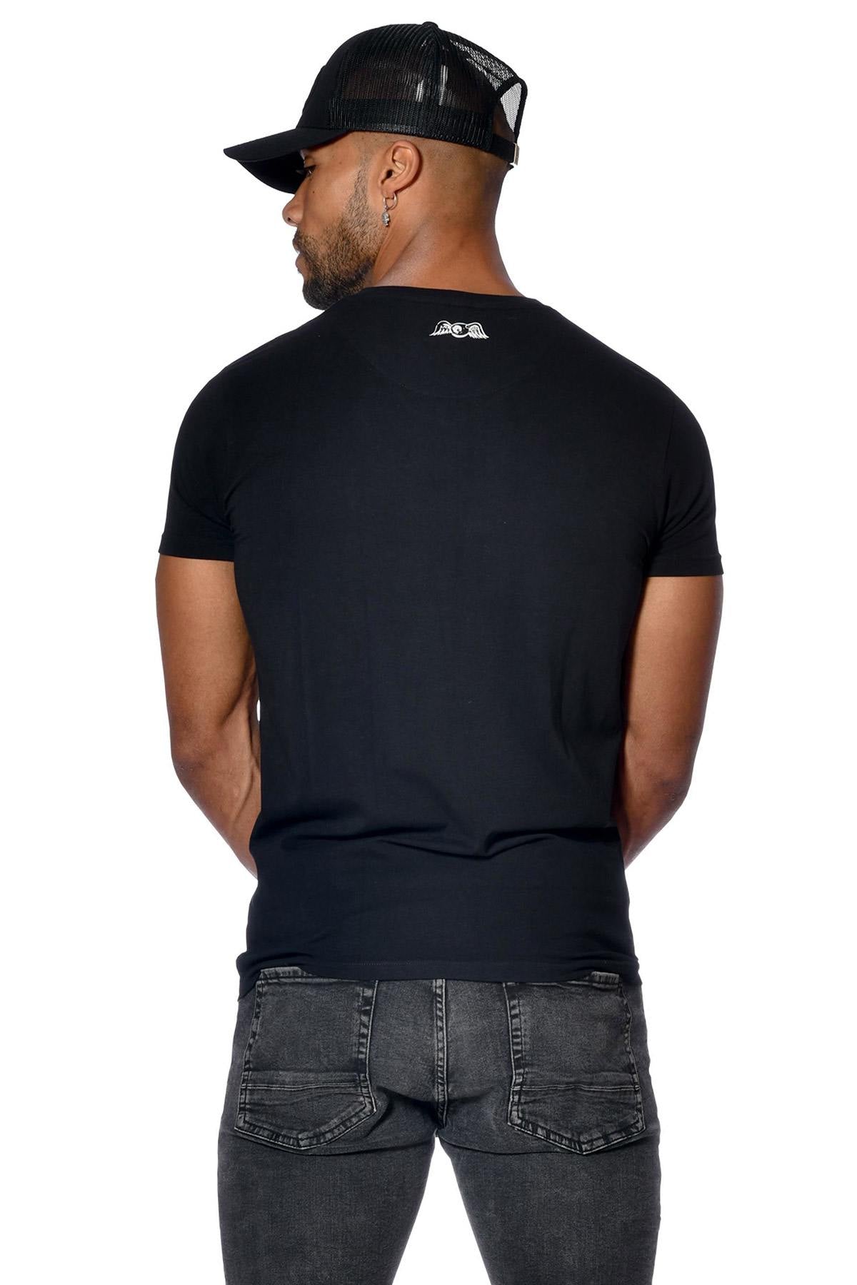 Black V-neck t-shirt - Image n°2