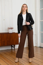 Long chic perfecto in black smooth leather - Image n°2