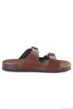 Men's cognac leather sandals - Image n°9