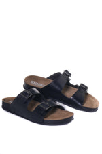 Black leather sandals - Image n°8