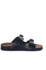 Black leather sandals - Image n°9