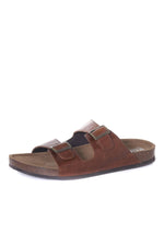 Men's cognac leather sandals - Image n°14
