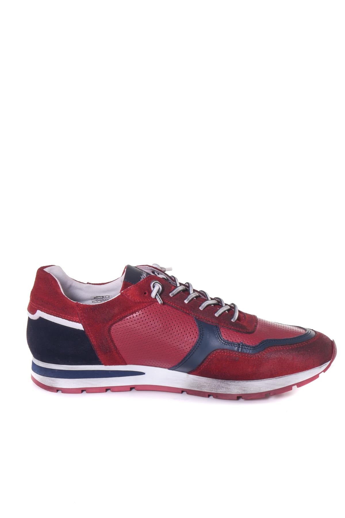 Red sneakers in smooth leather and velvet - Image n°9