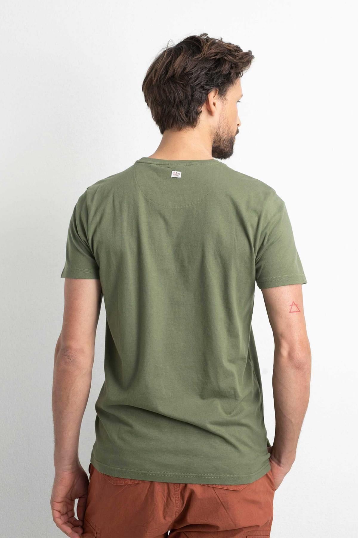 Khaki round neck t-shirt - Image n°4