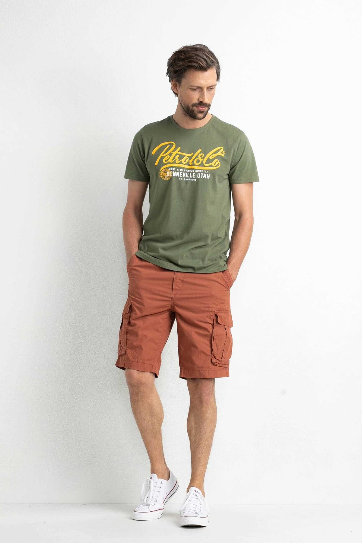Khaki round neck t-shirt - Image n°2