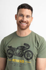 Vintage khaki motorcycle t-shirt - Image n°1