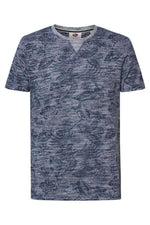 Blue round-neck floral print t-shirt - Image n°1