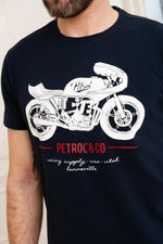 Men's navy blue biker t-shirt - Image n°4