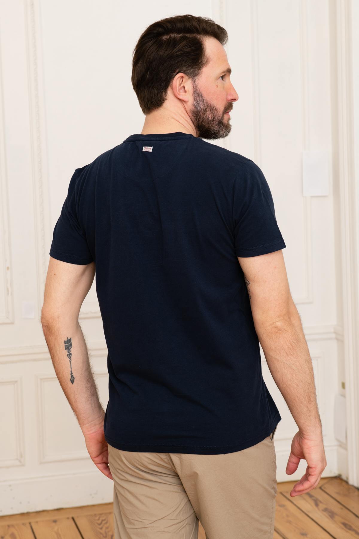 Men's navy blue biker t-shirt - Image n°3