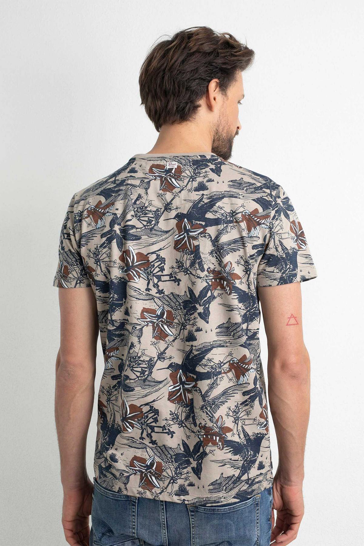 Beige bird print t-shirt - Image n°2