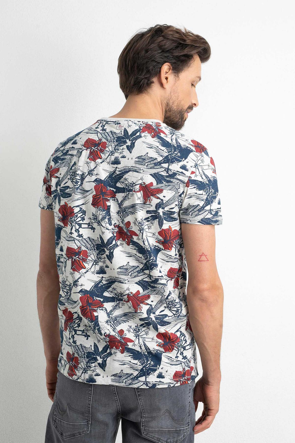 Round-neck botanical print T-shirt - Image n°2