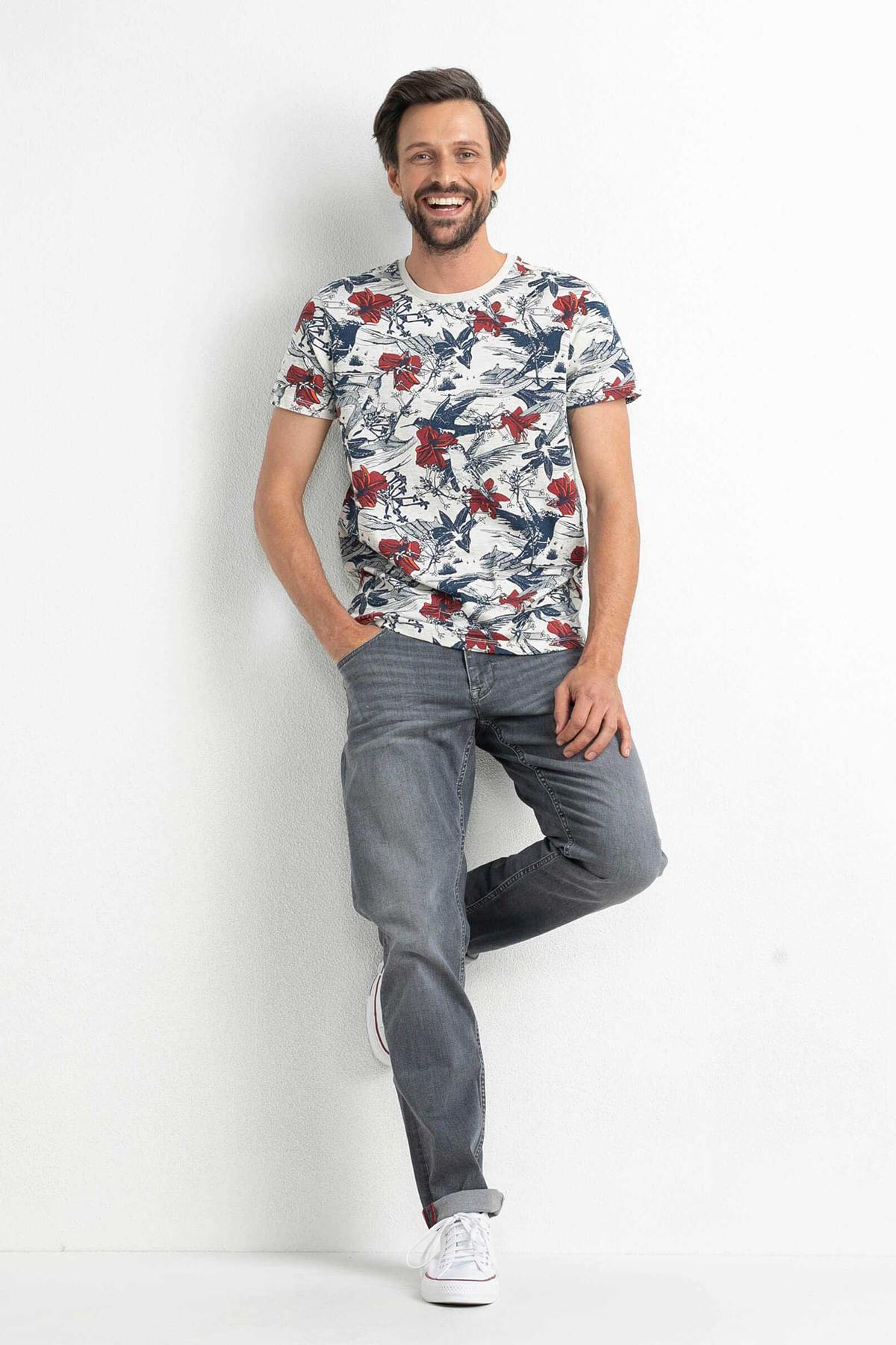 Round-neck botanical print T-shirt - Image n°3