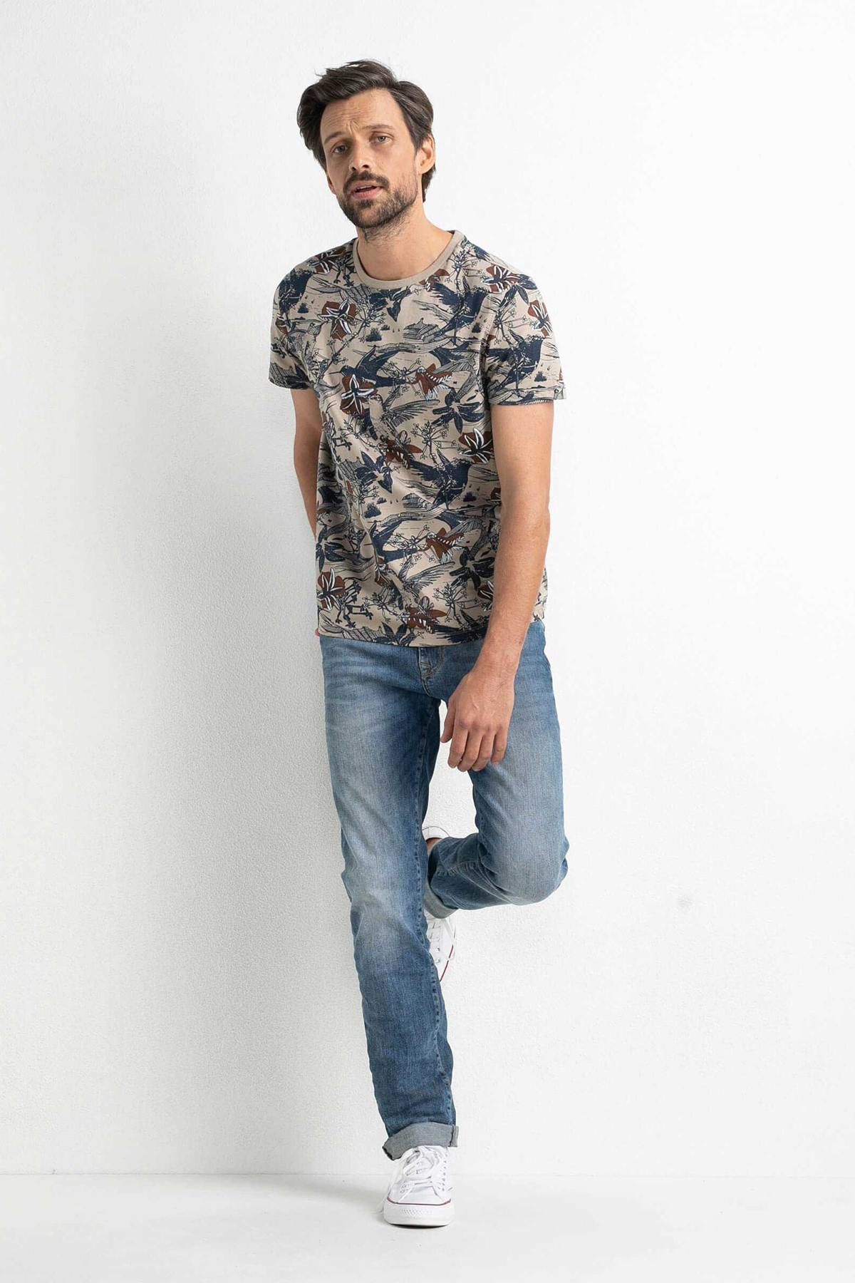 Beige bird print t-shirt - Image n°3