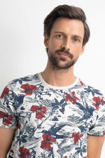 Round-neck botanical print T-shirt - Image n°4