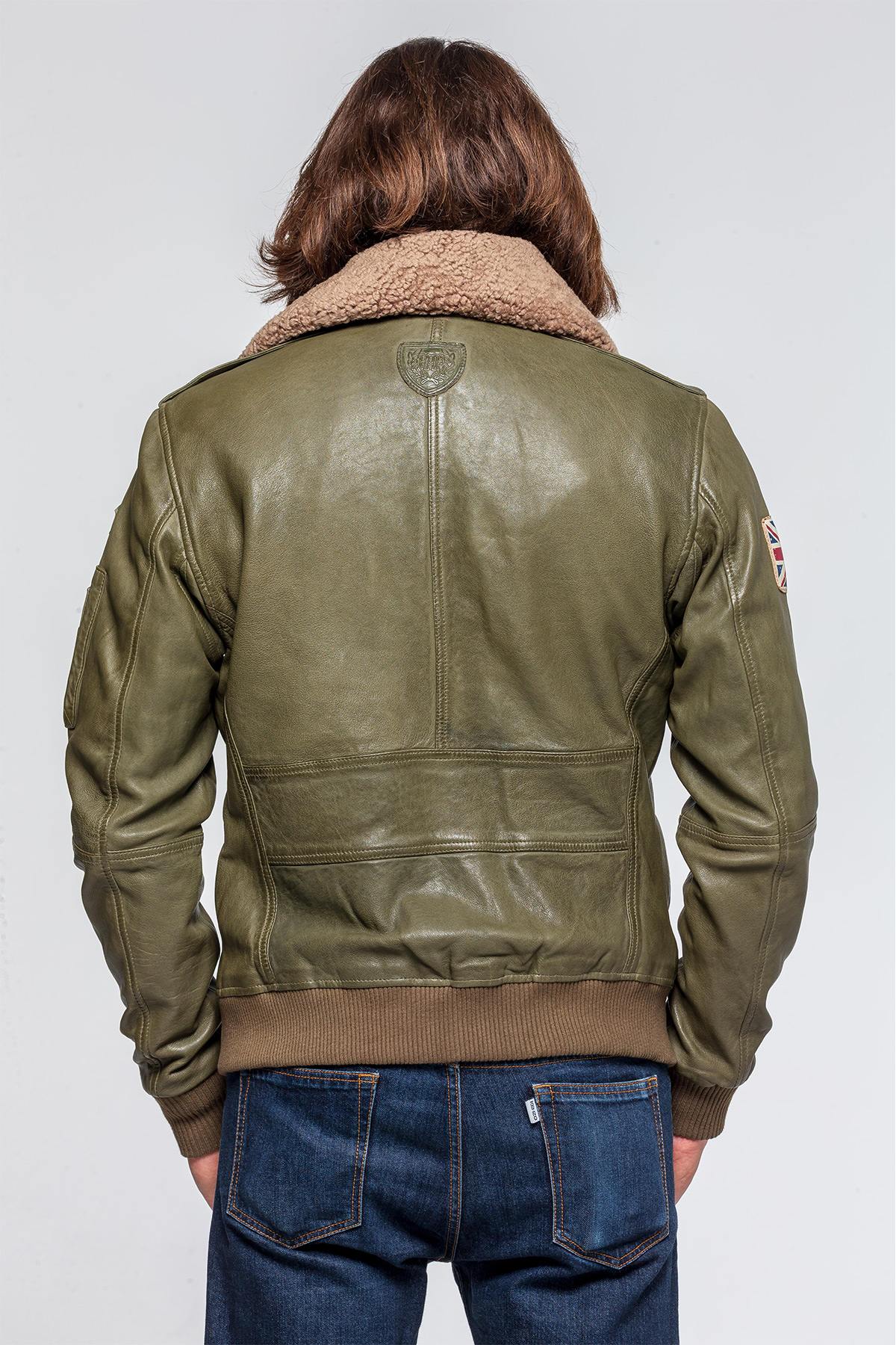 Royal air force pilot jacket in khaki leather - Image n°3