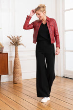 Short red leather jacket - Image n°2