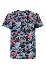 Navy blue flower pattern t-shirt - Image n°2