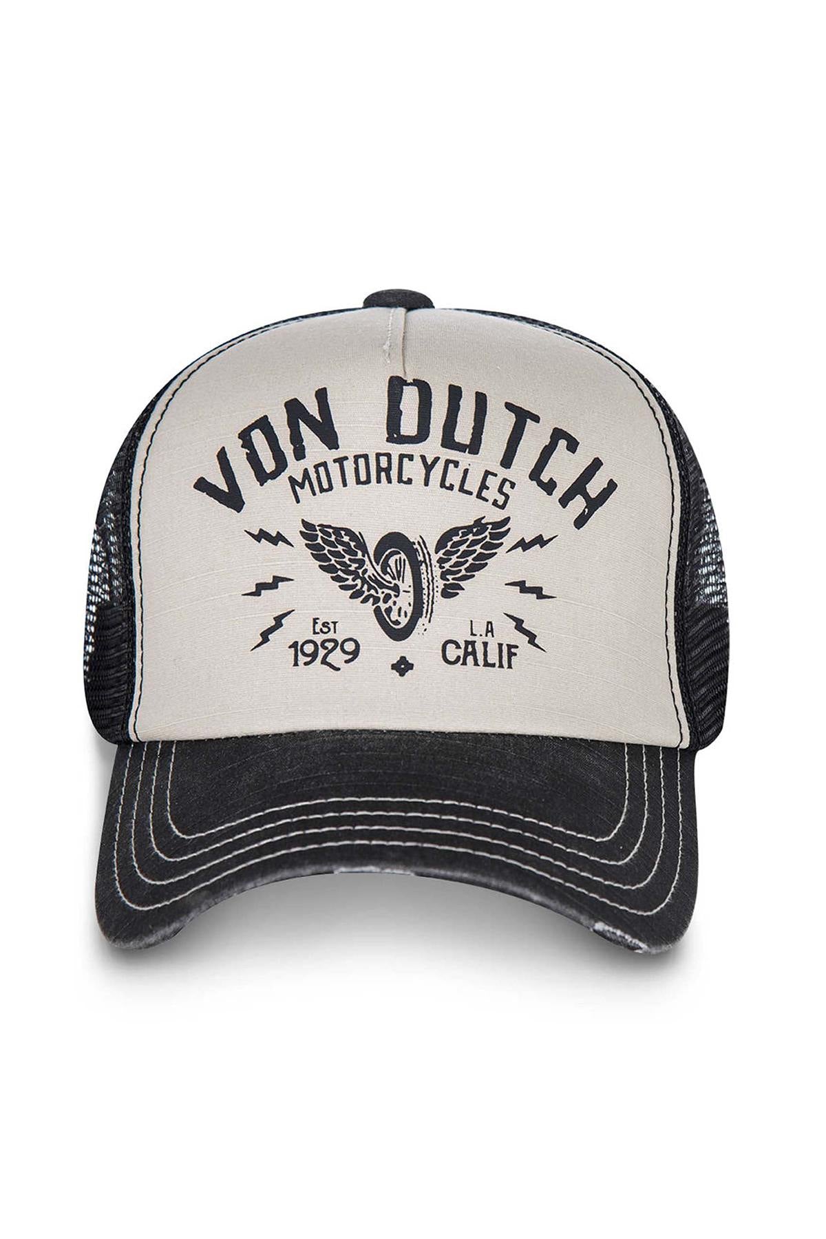 White and black biker trucker cap - Image n°2