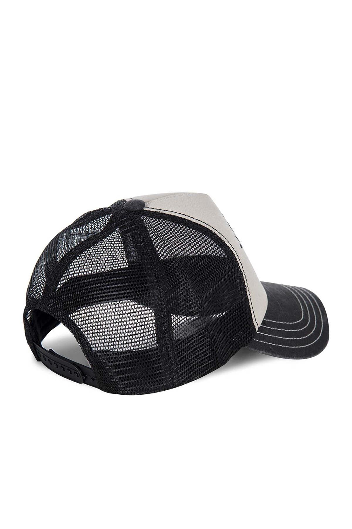 White and black biker trucker cap - Image n°3