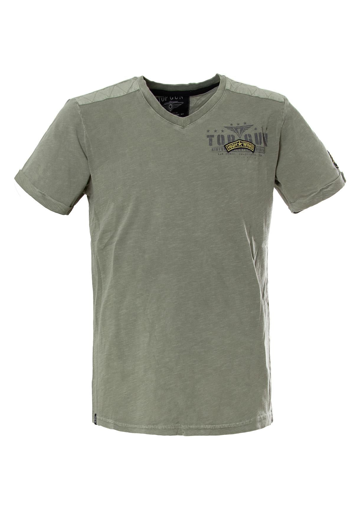 Top gun khaki V-neck T-shirt - Image n°1