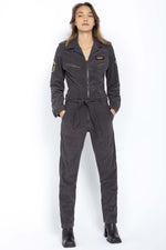 Gray slim fit military jumpsuit - Image n°5