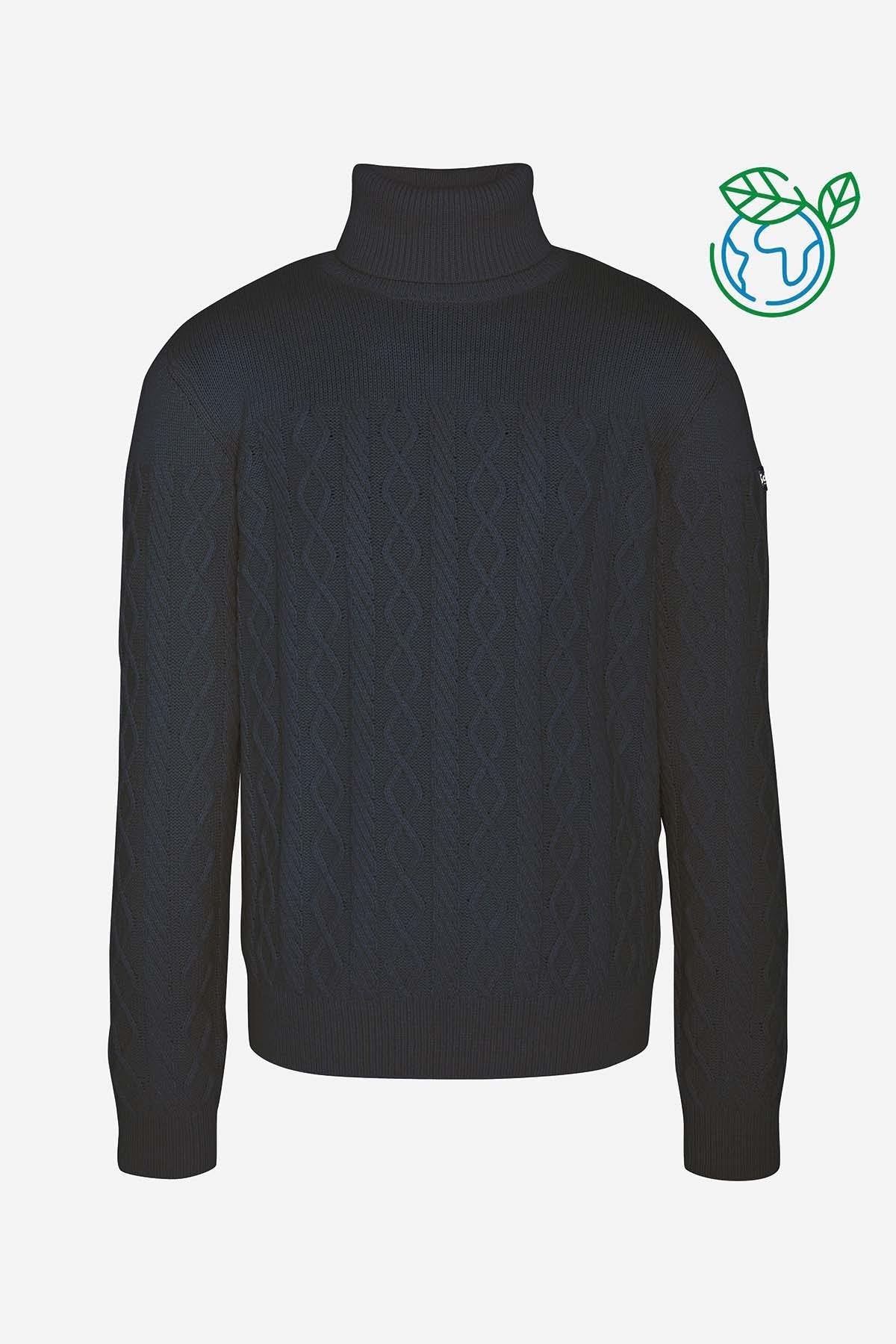 Recycled navy turtleneck sweater - Image n°1