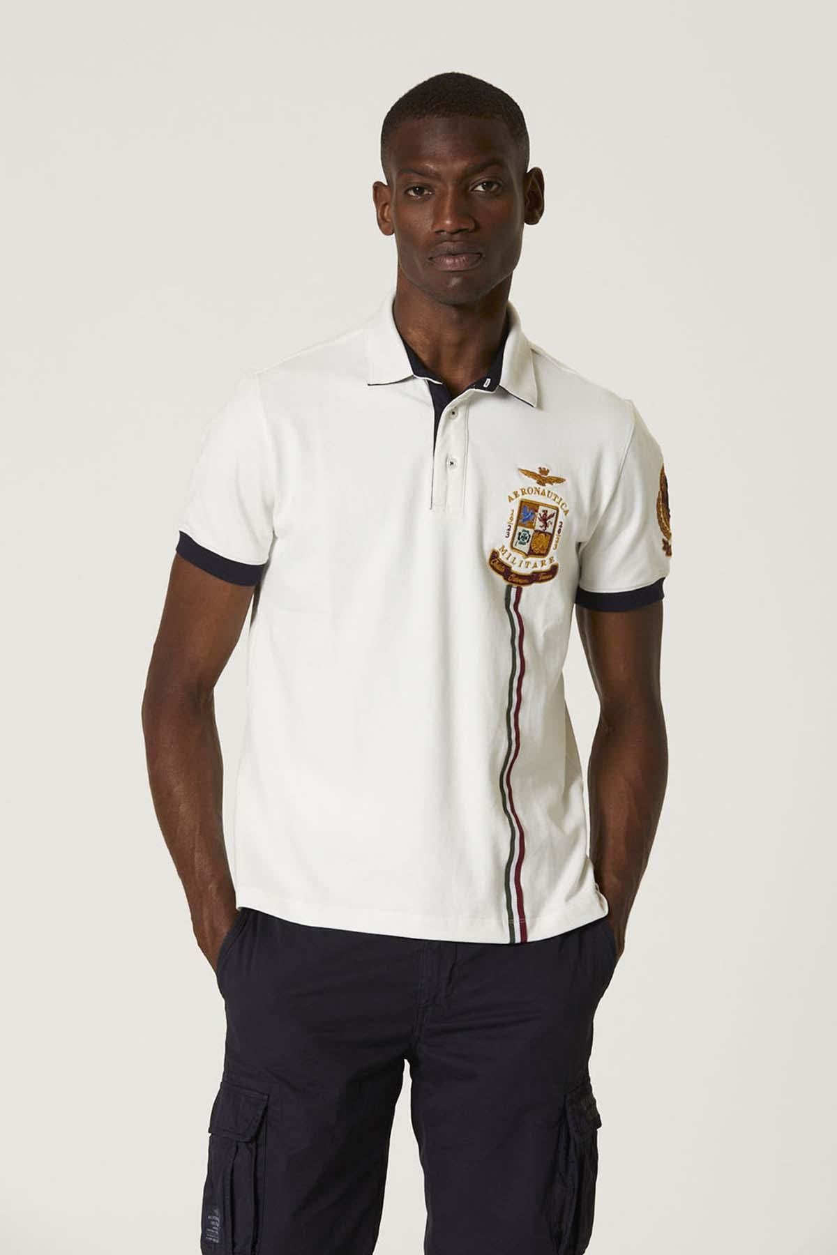 White polo shirt 100 years Aeronautica Militare - Image n°1