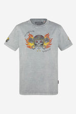Gray biker print T-shirt - Image n°2