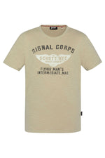Men's khaki cotton T-shirt - Image n°1