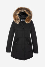 Black hooded parka for women - Image n°1