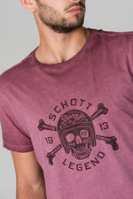 Schott men's burgundy t-shirt with skull - Image n°4