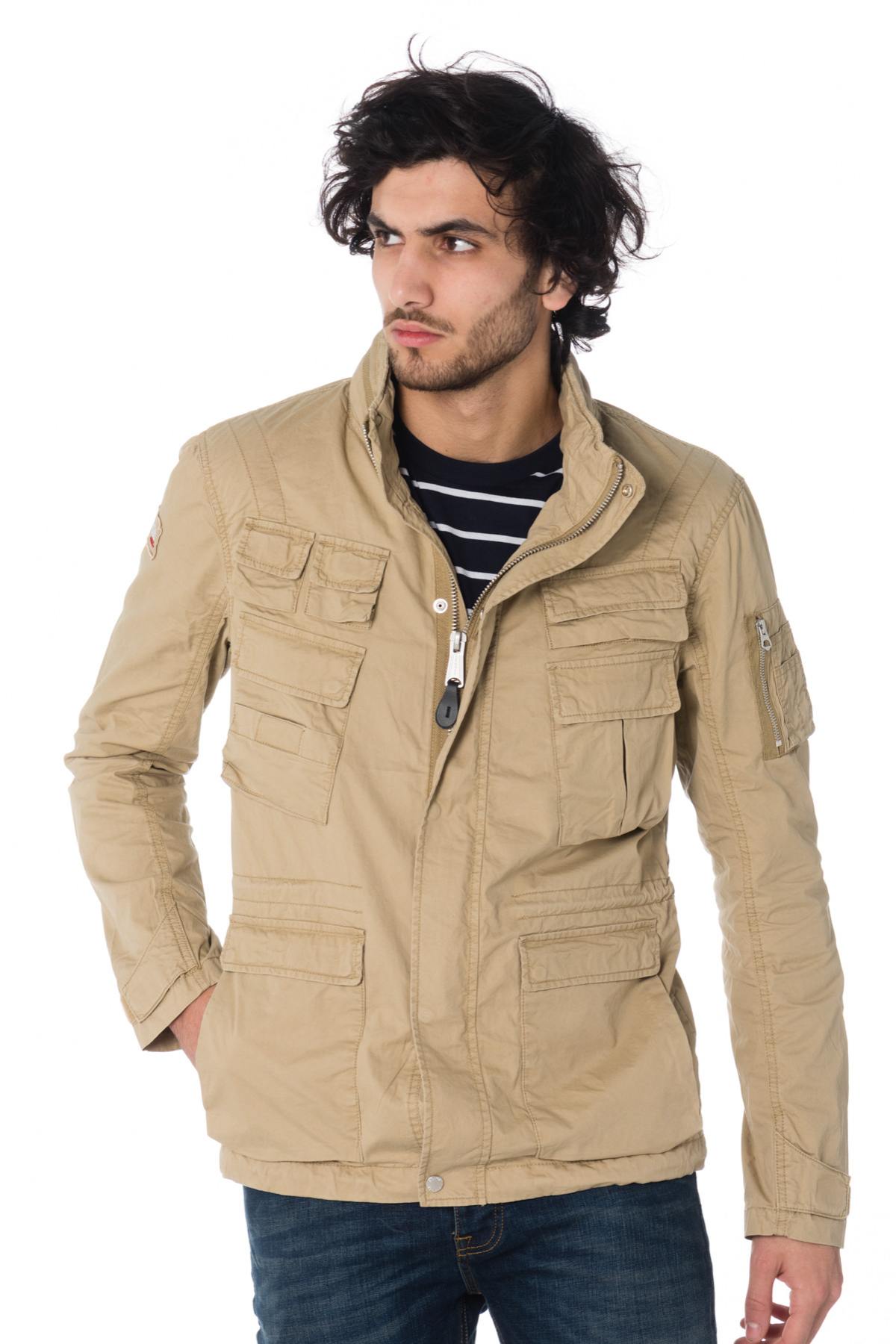 Men's sand-colored military jacket - Image n°1